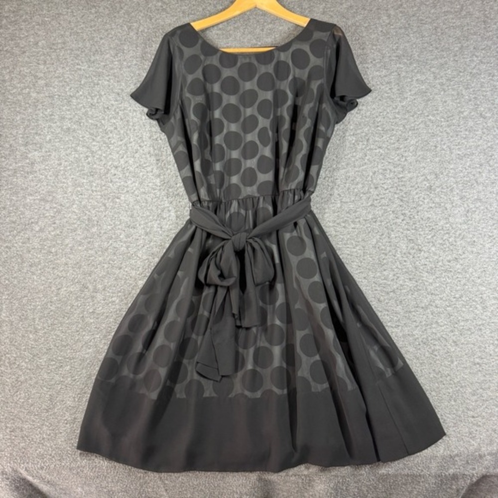 Sara Campbell Dress Womens 20 Black‎ Polka Dot ALine ShortSleeve Retro Classic